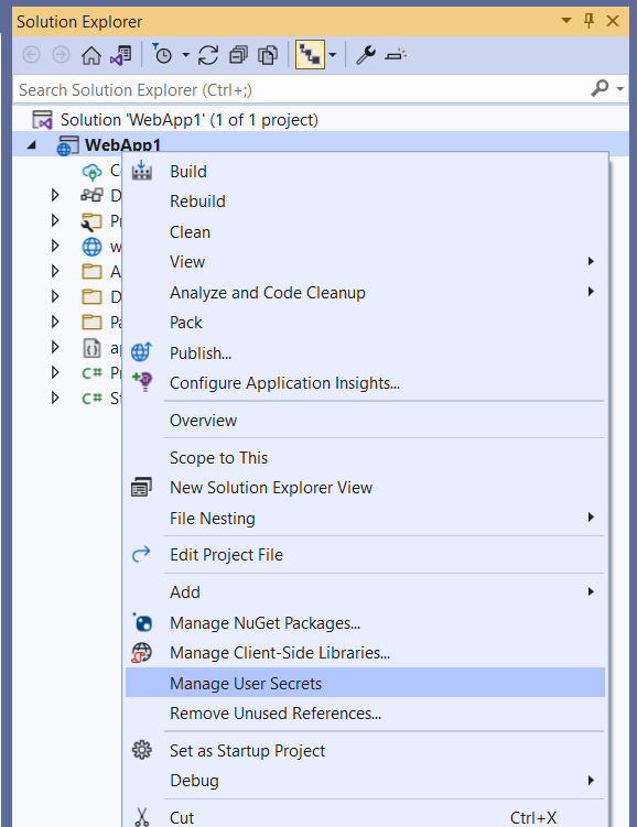 Visual Studio supports User Secrets